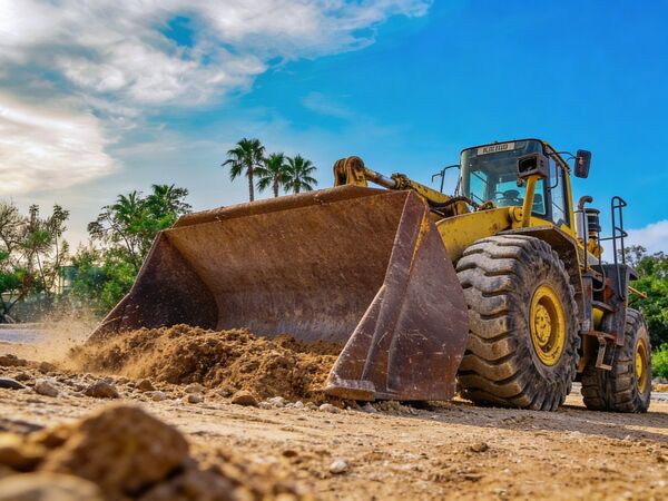 Cargadora frontal moviendo tierra - servicios de movimiento de tierra en República Dominicana
