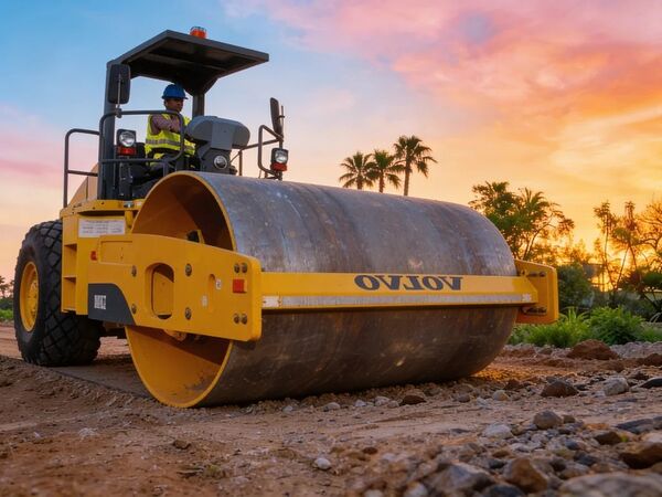 Rodillo compactador preparando terreno - servicios de preparación de terreno en República Dominicana